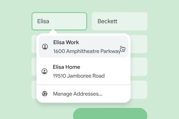 A user is able to instantly enter their name and address to a form using autofill.
